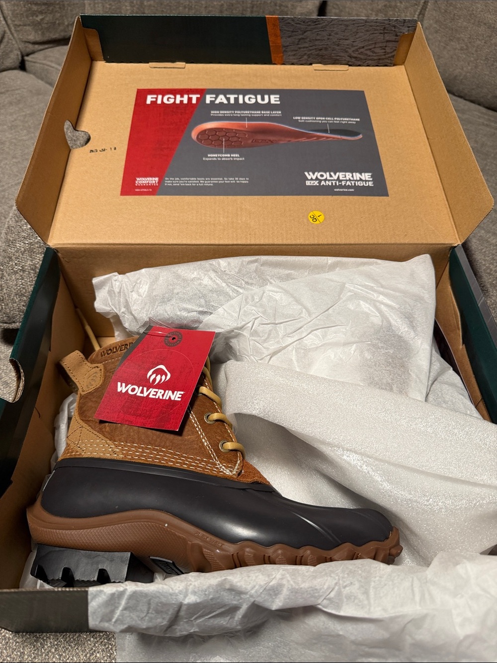 Women’s Wolverine Tan and Black Torrent Waterproof Work Boot 6.5